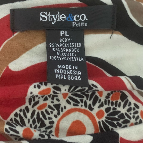 Style & Co. Red and Black Patterned Blouse Size PL - Picture 3 of 3
